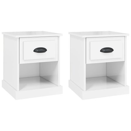 Tables de chevet 2 pcs blanc brillant 39x39x47,5 cm