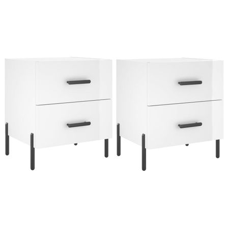 Tables de chevet 2 pcs blanc brillant 40x35x47,5 cm