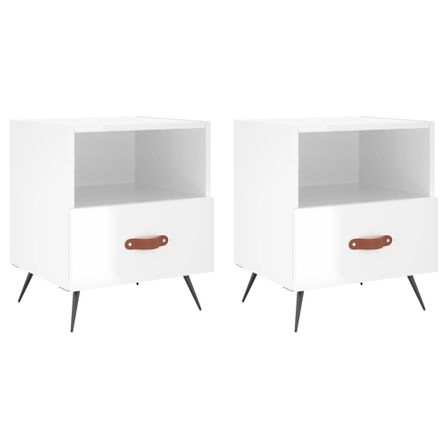 Tables de chevet 2 pcs blanc brillant 40x35x47,5 cm