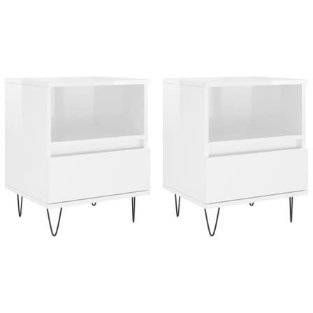 Tables de chevet 2 pcs blanc brillant 40x35x50 cm