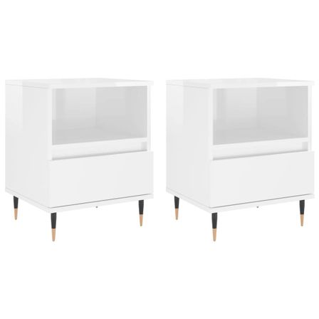 Tables de chevet 2 pcs blanc brillant 40x35x50 cm