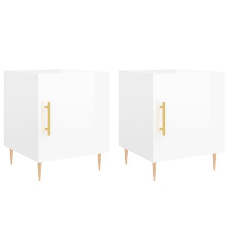 Tables de chevet 2 pcs blanc brillant 40x40x50 cm