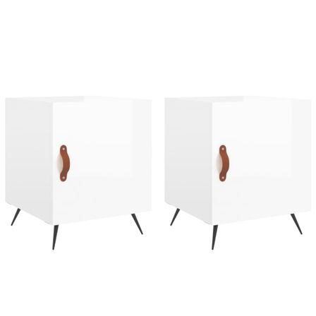 Tables de chevet 2 pcs blanc brillant 40x40x50 cm