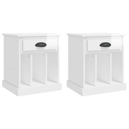Tables de chevet 2 pcs blanc brillant 43x36x50 cm
