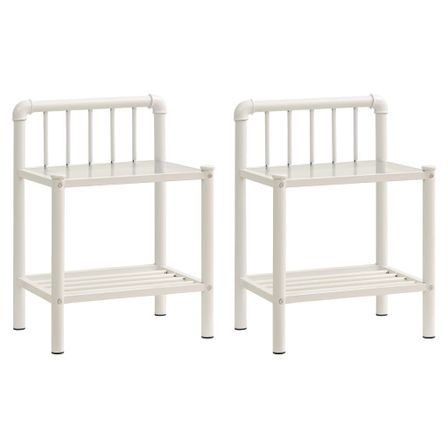Tables de chevet 2 pcs Blanc et transparent Métal et verre 4