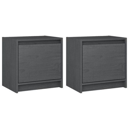 Tables de chevet 2 pcs Gris 40x30,5x40 cm Bois de pin massif 2