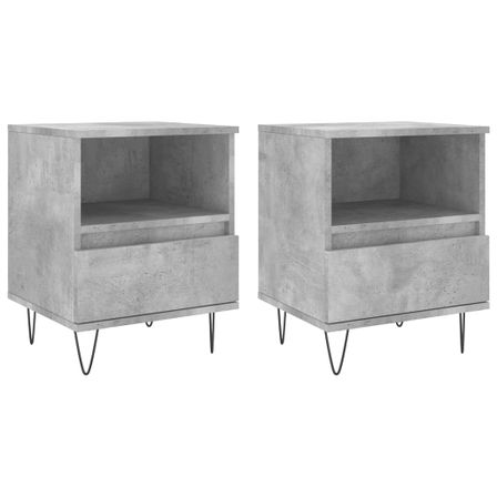 Tables de chevet 2 pcs gris béton 40x35x50 cm bois d’ingénierie