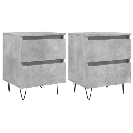 Tables de chevet 2 pcs gris béton 40x35x50 cm bois d’ingénierie
