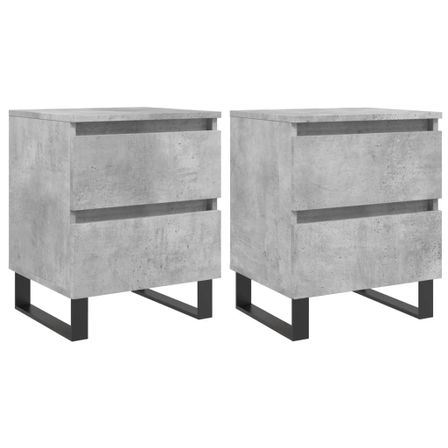 Tables de chevet 2 pcs gris béton 40x35x50 cm bois d’ingénierie