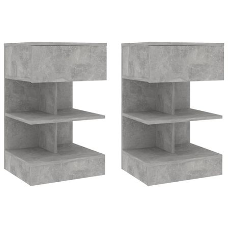 Tables de chevet 2 pcs Gris béton 40x35x65 cm