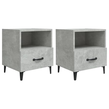 Tables de chevet 2 pcs Gris béton Bois d'ingénierie
