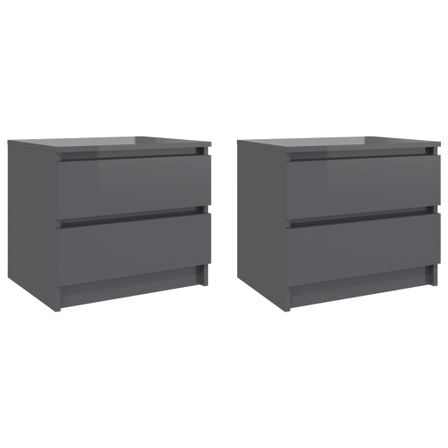 Tables de chevet 2 pcs Gris brillant 50x39x43,5 cm