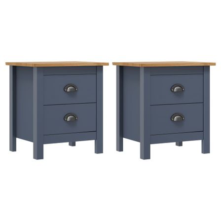 Tables de chevet 2 pcs Hill Range Gris 46x35x49,5 cm Pin solide 2