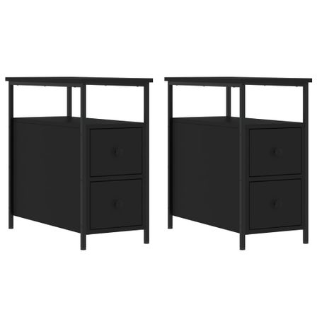 Tables de chevet 2 pcs noir 30x60x60 cm bois d’ingénierie
