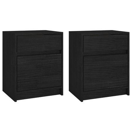 Tables de chevet 2 pcs Noir 40x31x50 cm Bois de pin massif
