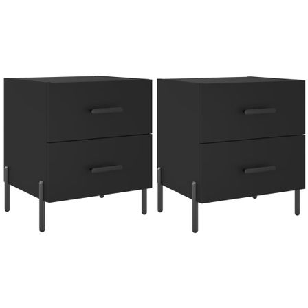 Tables de chevet 2 pcs noir 40x35x47,5 cm bois d’ingénierie