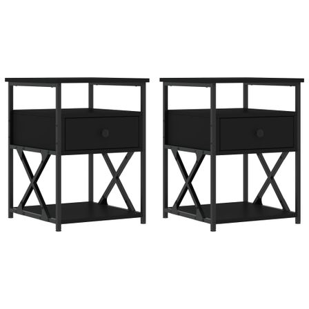 Tables de chevet 2 pcs noir 40x42x55 cm bois d’ingénierie