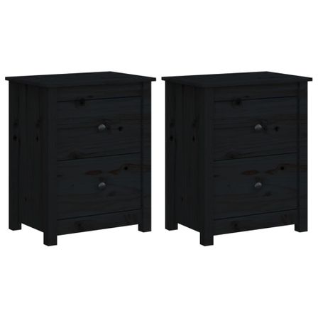 Tables de chevet 2 pcs Noir 50x35x61,5 cm Bois de pin massif