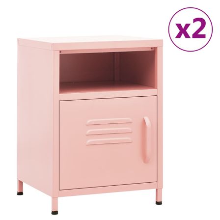 Tables de chevet 2 pcs Rose 35x35x51 cm Acier