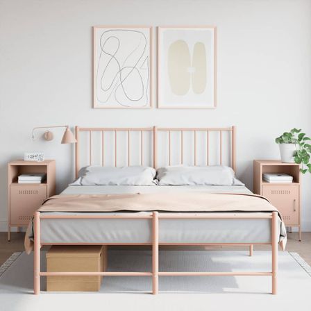 Tables de chevet 2 pcs rose 36x39x68 cm acier laminé à froid