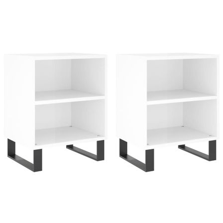 Tables de chevet 2pcs blanc brillant 40x30x50cm bois ingénierie
