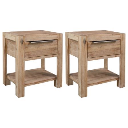 Tables de chevet avec tiroirs 2 pcs 40x30x48 cm Bois d'acacia