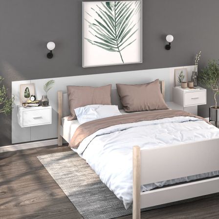 Tables de chevet murales 2 pcs Blanc