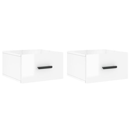 Tables de chevet murales 2 pcs blanc brillant 35x35x20 cm