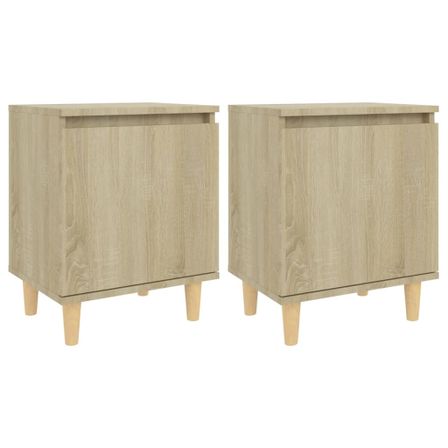 Tables de chevet pieds en bois 2 pcs Chêne sonoma 40x30x50 cm
