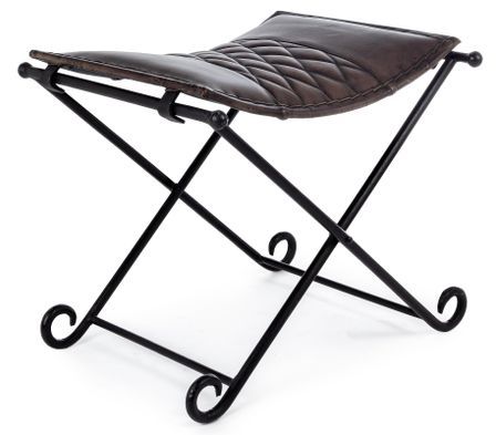 Tabouret acier et assise en cuir Anissa - Lot de 2