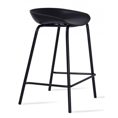 Tabouret acier laqué et polypropylène noir Korane