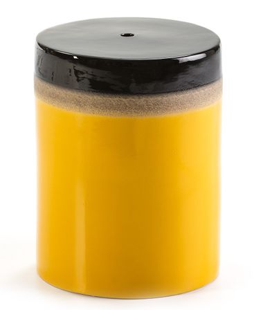 Tabouret bas rond céramique jaune