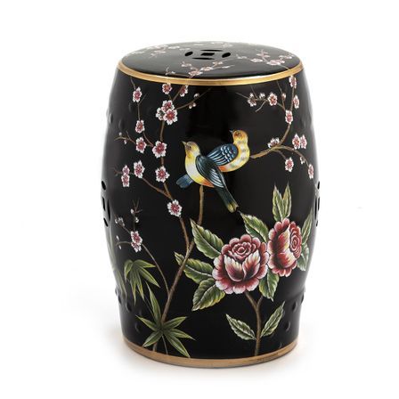 Tabouret bas rond céramique multicolore Ethy