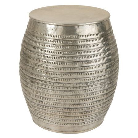 Tabouret bas rond métal gris Omani