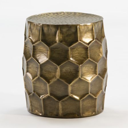 Tabouret bas rond métal laiton Keita