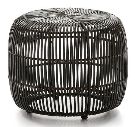 Tabouret bas rond osier brun