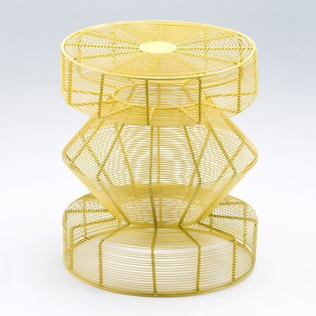Tabouret bas ronde métal jaune Eliana H 50 cm