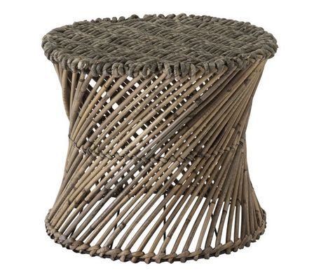 Tabouret bas rotin marron Nissy H 32 cm - Lot de 2