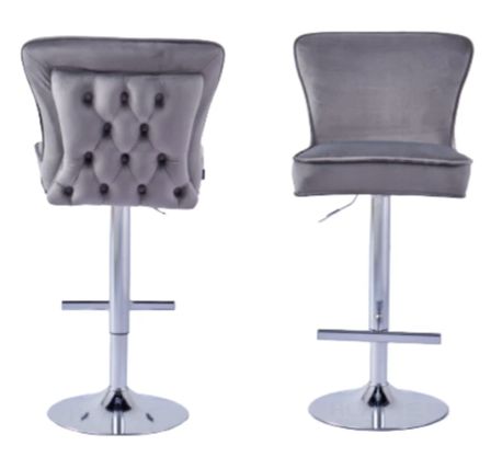 Tabouret capitonné velours et et pied chromé Gaby - Lot de 2