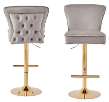 Tabouret capitonné velours et et pied doré Gaby - Lot de 2