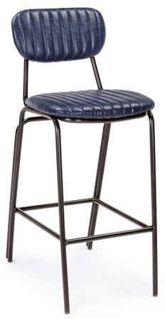 Tabouret de bar acier bleu Debbie hauteur d'assise 74 cm