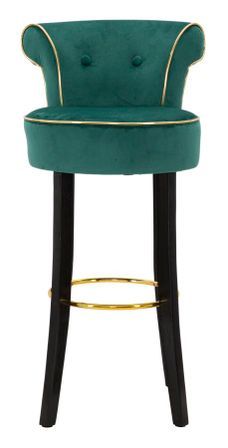 Tabouret de bar crème en velours avec structure dorée Dora