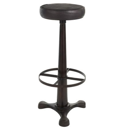 Tabouret de bar cuir noir et métal noir Jibel