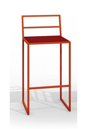 Tabouret de bar en métal et tissu rouge Lelo