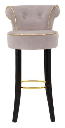 Tabouret de bar gris en velours avec pieds dorés Dora