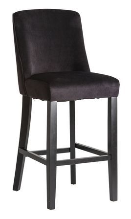 Tabouret de bar hévéa massif et assise velours noir Antchis - Lot de 2