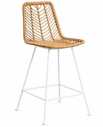 Tabouret de bar KENYA en rotin naturel synthétique et acier