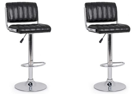 Tabouret de bar MAKAY – Simili cuir premium & structure acier argenté