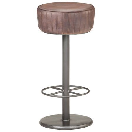 Tabouret de bar Marron foncé Cuir véritable Havane - Hauteur d'assise 76 cm