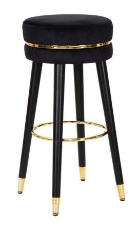 Tabouret de bar Paris noir velours doré glamour